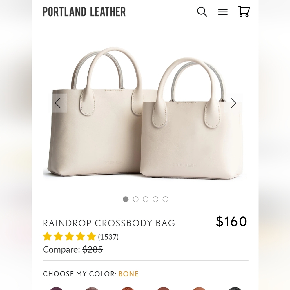 Portland Leather Raindrop Crossbody Bag Large Bone Color